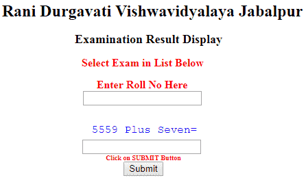 Rani Durgavati Vishwavidyalaya Jabalpur Result 2019